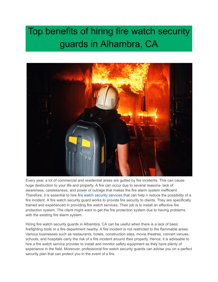 top benefits of hiring fire watch security guards