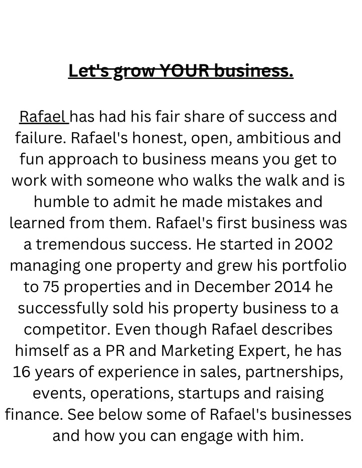 let s grow your business failure rafael s honest