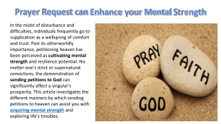 Prayer Request can Enhance your Mental Strength