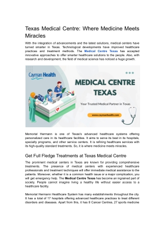 Texas Medical Centre_ Where Medicine Meets Miracles