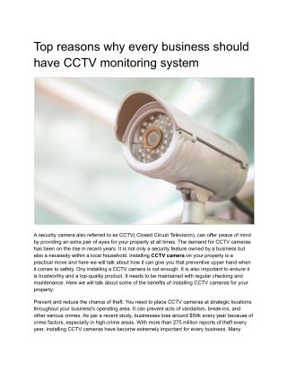 top reasons why every business should have cctv
