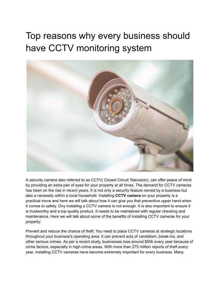 top reasons why every business should have cctv