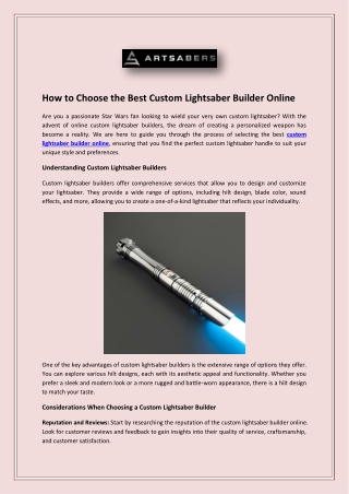 how to choose the best custom lightsaber builder