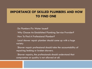 importance of skilled plumbers and how to find one