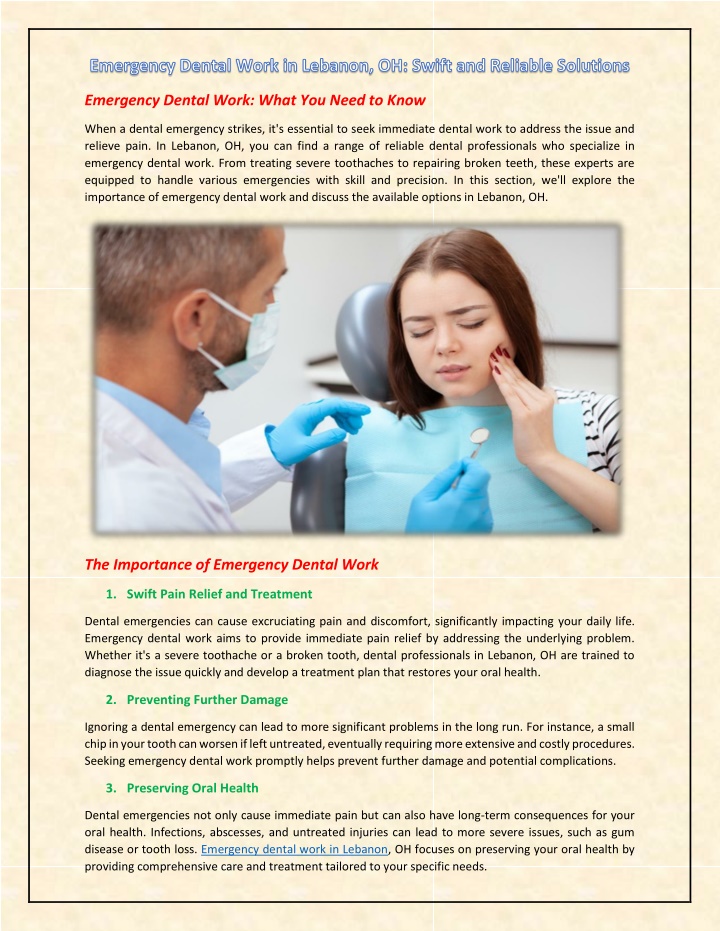 emergency dental work what you need to know