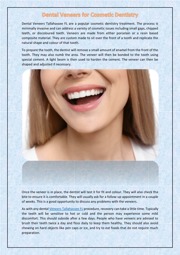 dental veneers tallahassee fl are a popular