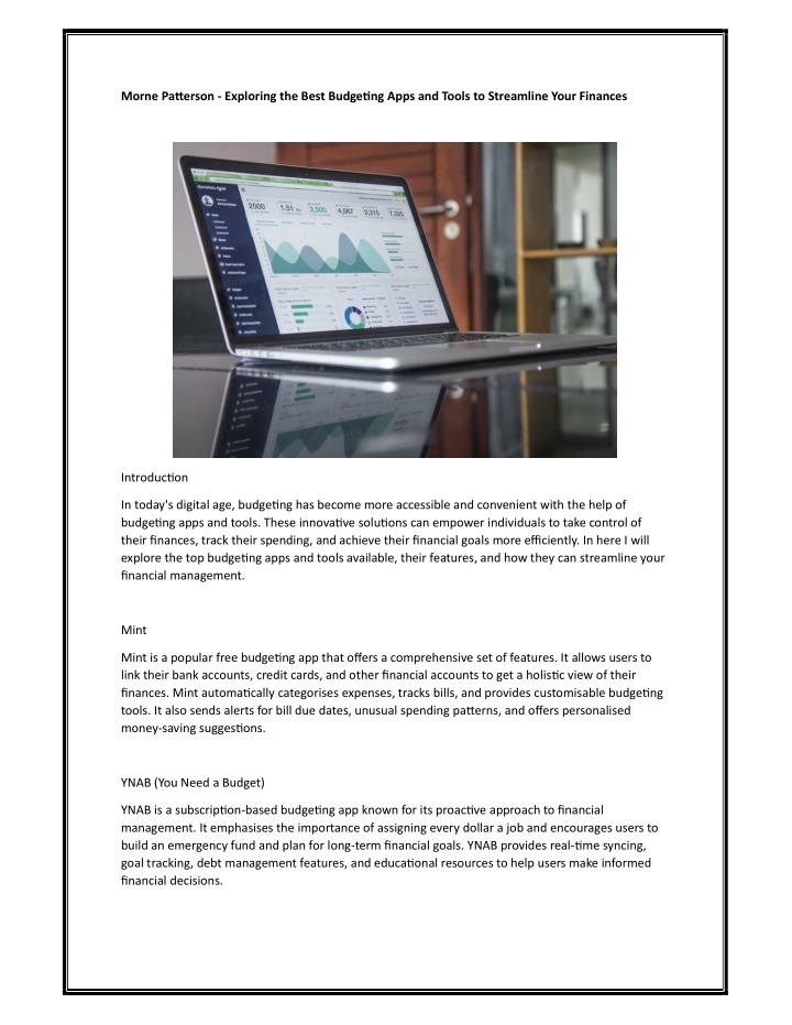 morne pa erson exploring the best budge ng apps