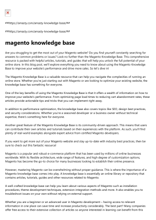 magento knowledge base