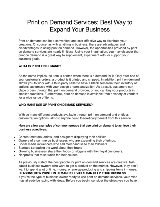 Print on Demand Services: Best Way to Expand Your Business