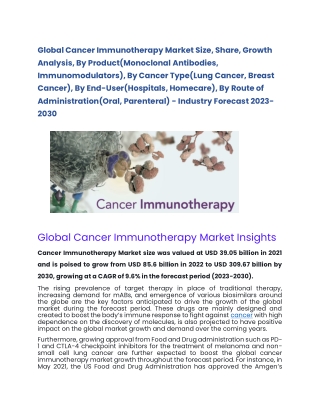 Cancer Immunotherapy