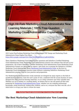 High Hit-Rate Marketing-Cloud-Administrator New Learning Materials | 100% Free Question Marketing-Cloud-Administrator Ex