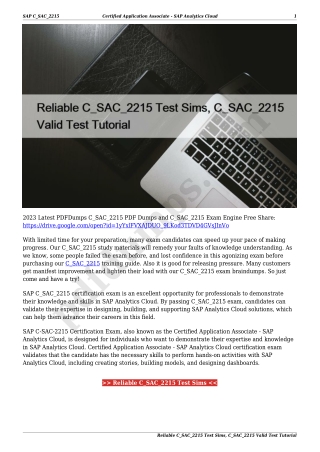 Reliable C_SAC_2215 Test Sims, C_SAC_2215 Valid Test Tutorial