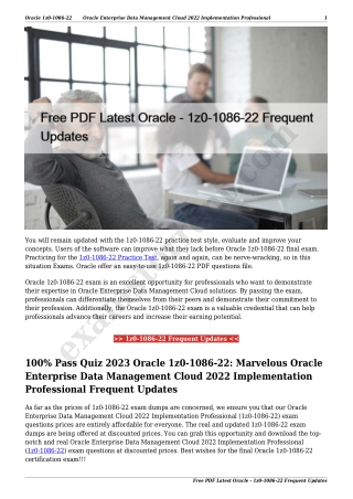 Free PDF Latest Oracle - 1z0-1086-22 Frequent Updates