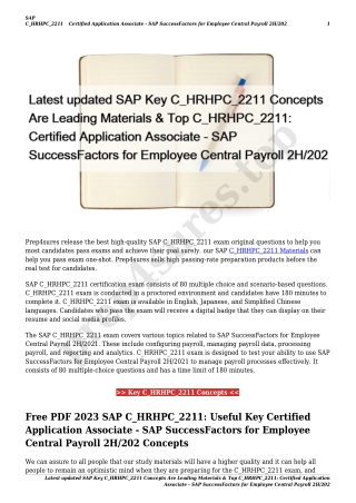 Latest updated SAP Key C_HRHPC_2211 Concepts Are Leading Materials & Top C_HRHPC_2211: Certified Application Associate -