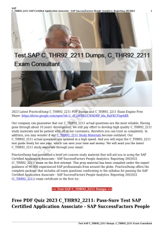 Test SAP C_THR92_2211 Dumps, C_THR92_2211 Exam Consultant