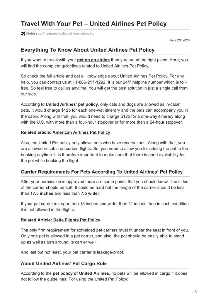 travel with your pet united airlines pet policy