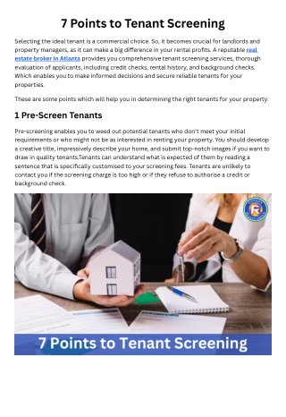 7 Points to Tenant Screening