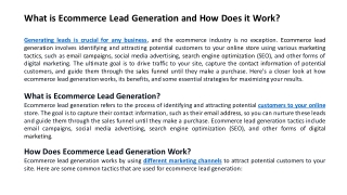 What is Ecommerce Lead Generation and How Does it Work?​