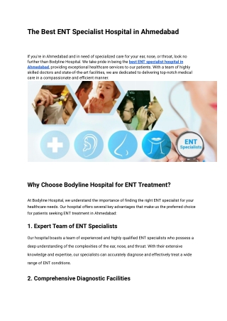 the best ent specialist hospital in ahmedabad
