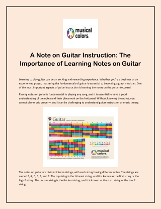 A Note on Guitar Instruction: The Importance of Learning Notes on Guitar
