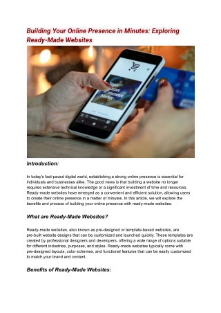 Building Your Online Presence in Minutes_ Exploring Ready-Made Websites