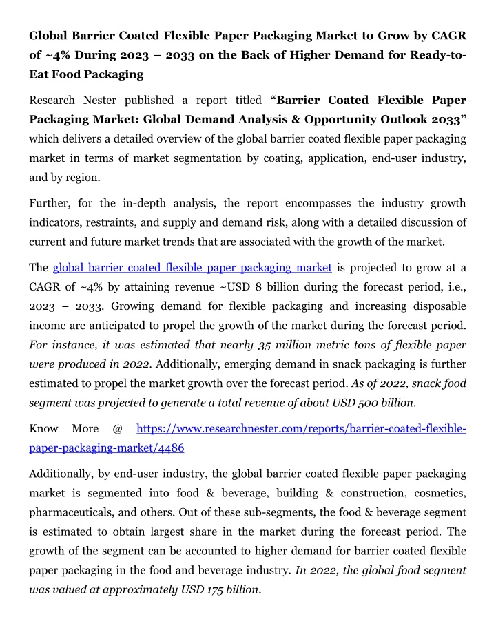 global barrier coated flexible paper packaging
