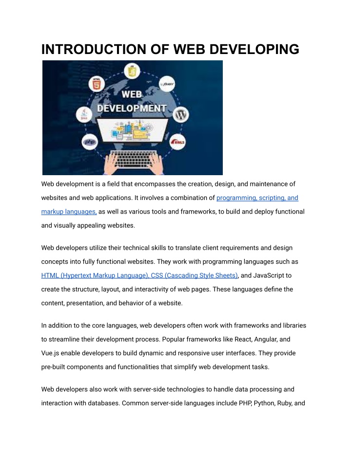 introduction of web developing