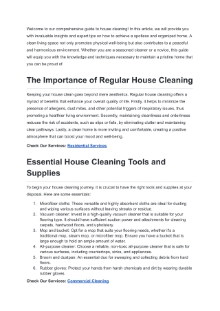 House Cleaning: A Comprehensive Guide to Achieving a Spotless and Organized Home