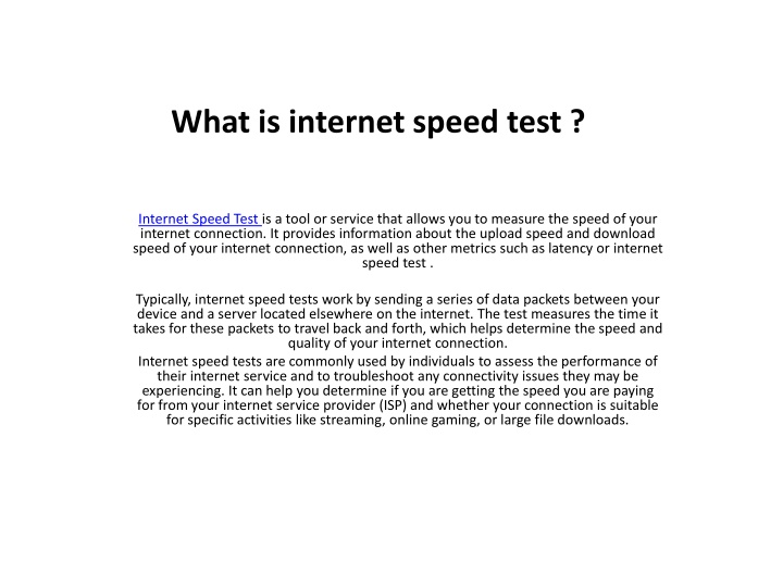 w hat is internet speed test
