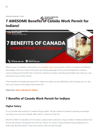 7 AWESOME Benefits of Canada Work Permit for Indians!