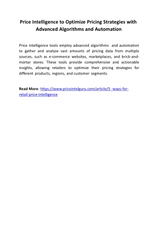 price intelligence to optimize pricing strategies
