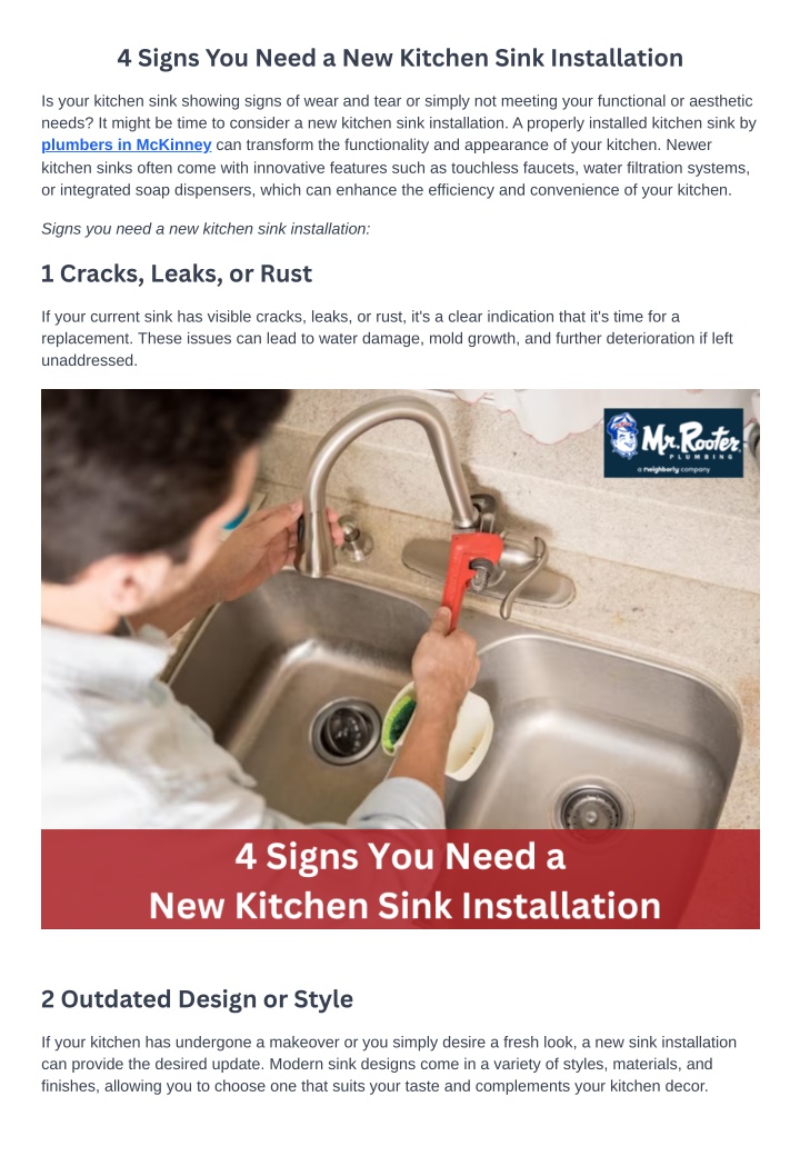 4 signs you need a new kitchen sink installation