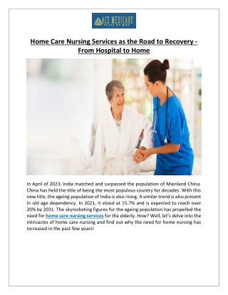 Home Care Nursing Services as the Road to Recovery - From Hospital to Home