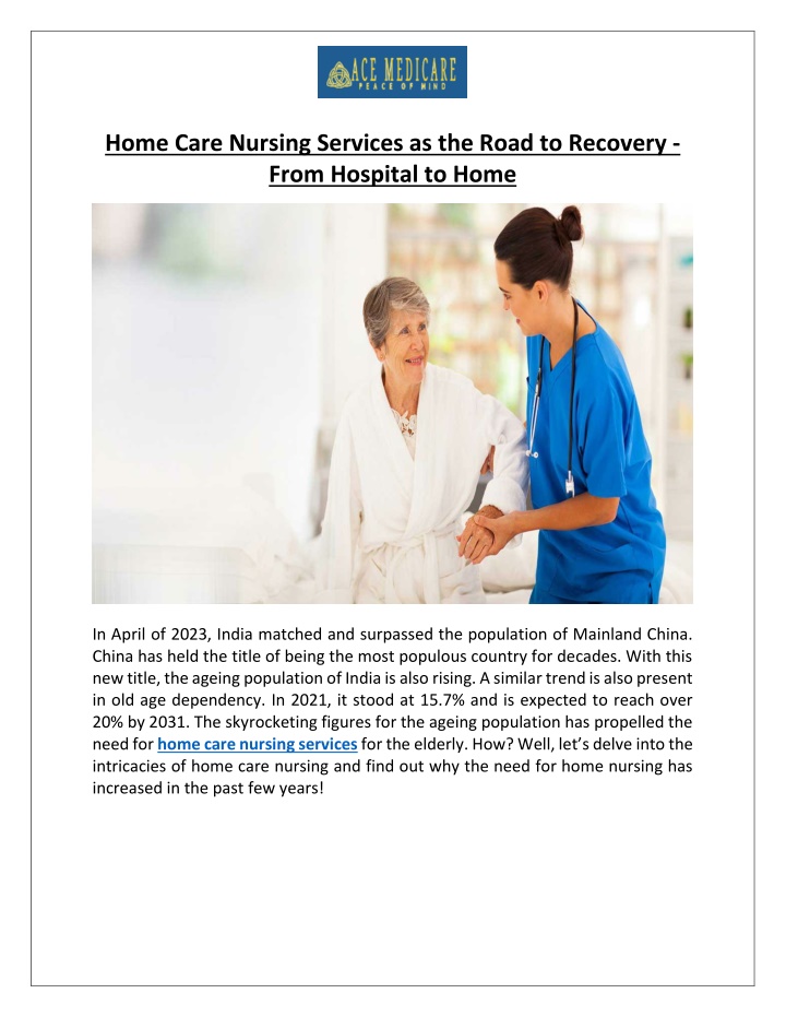 home care nursing services as the road