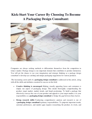 Kick-Start Your Career By Choosing To Become A Packaging Design Consultant