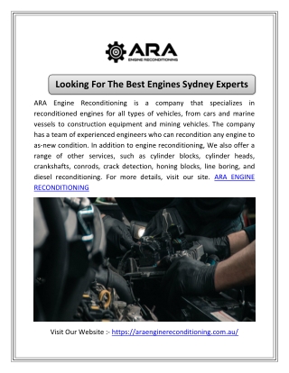 looking for the best engines sydney experts