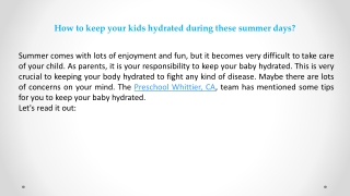 How to keep your kids hydrated during these summer days?