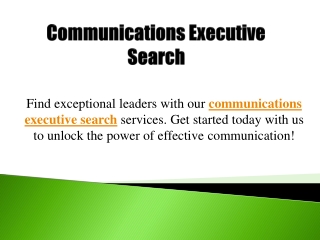 Communications Executive Search