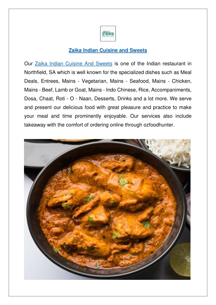 zaika indian cuisine and sweets