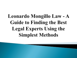 leonardo mongillo law a guide to finding the best legal experts using the simplest methods