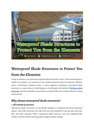 Waterproof Shade Structures to Protect You from the Elements web blog (Sailmaker)