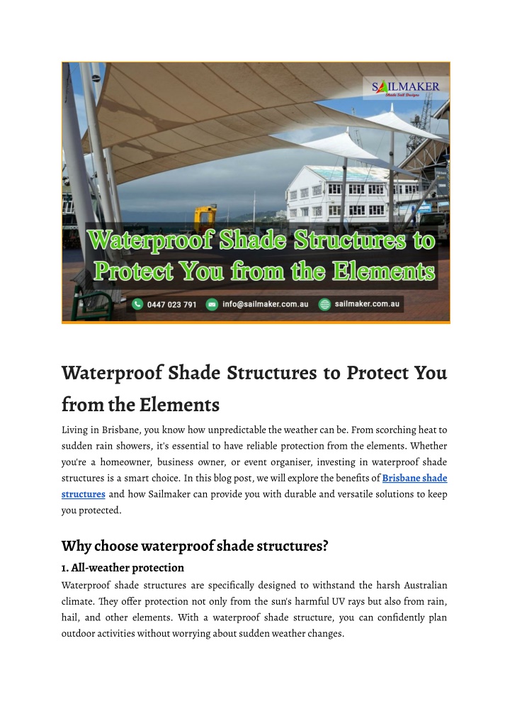 waterproof shade structures to protect