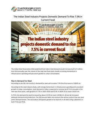 the indian steel industry projects domestic