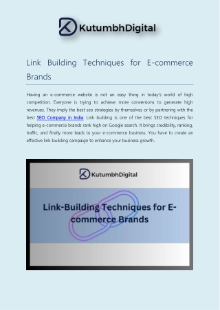 Link Building Techniques for E-Commerce - Kutumbh Digital