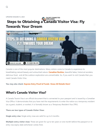 Steps to Obtaining a Canada Visitor Visa: Fly Towards Your Dream