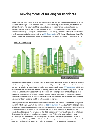 developments of building for residents