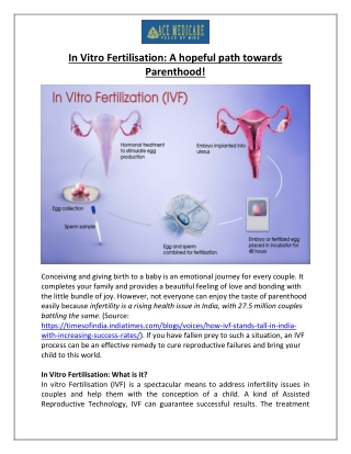 In Vitro Fertilisation: A hopeful path towards Parenthood!