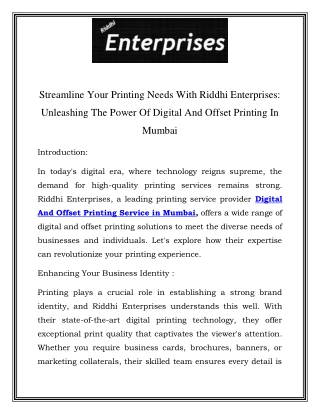 streamline your printing needs with riddhi