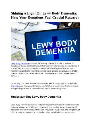Shining A Light On Lewy Body Dementia