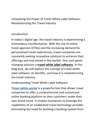 Unleashing the Power of Travel White Label Software | PayPrime